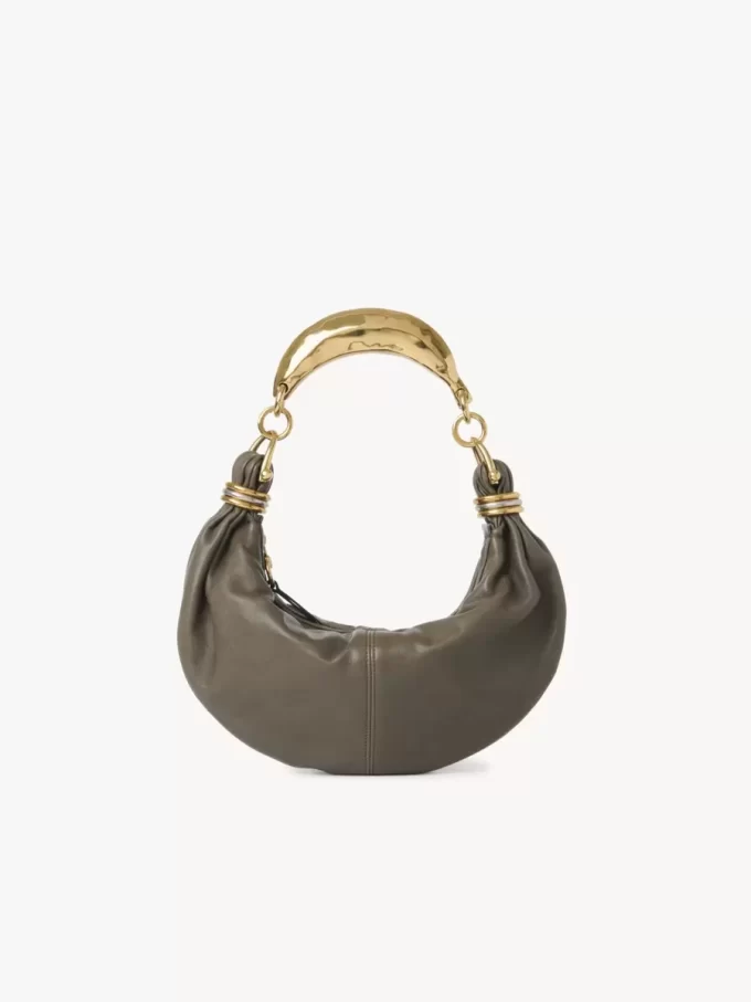 Small Bracelet hobo Bag in grained leather