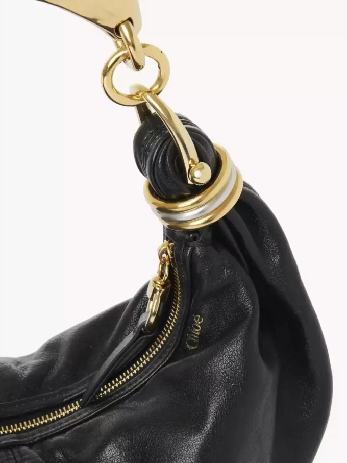Small Bracelet hobo Bag in grained leather