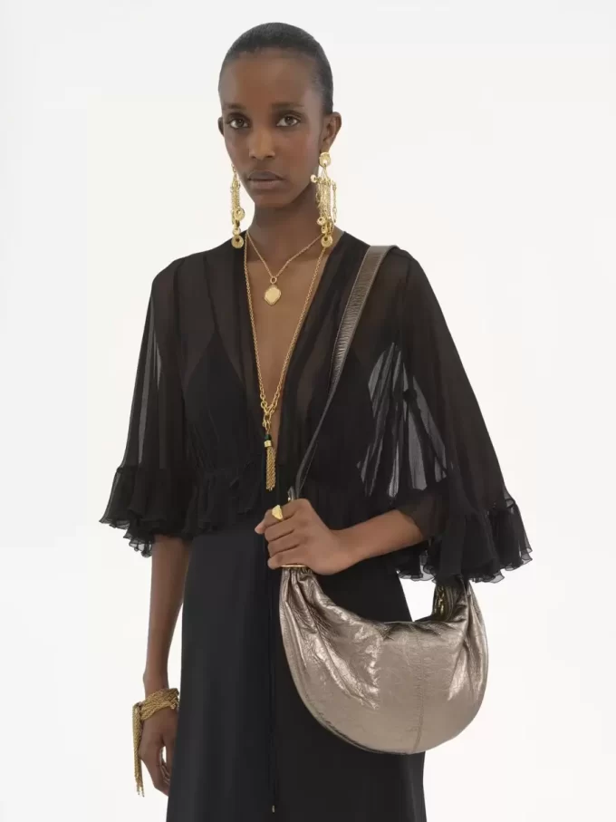 Small Bracelet Hobo bag in metallized leather