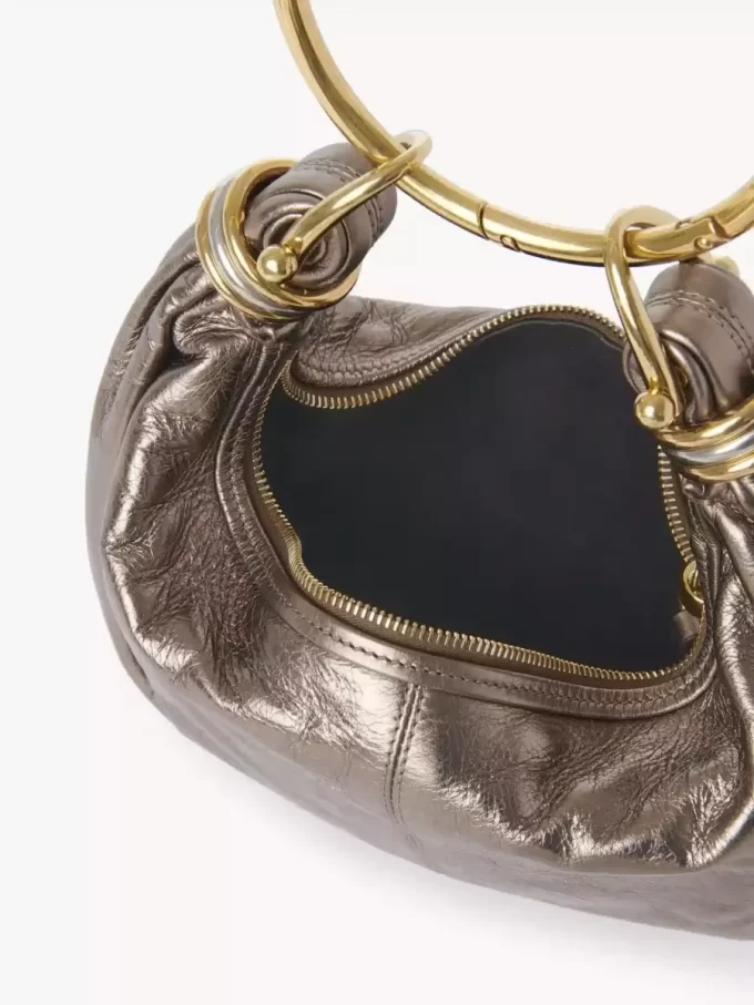 Small Bracelet Hobo bag in metallized leather