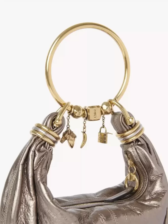 Small Bracelet Hobo bag in metallized leather