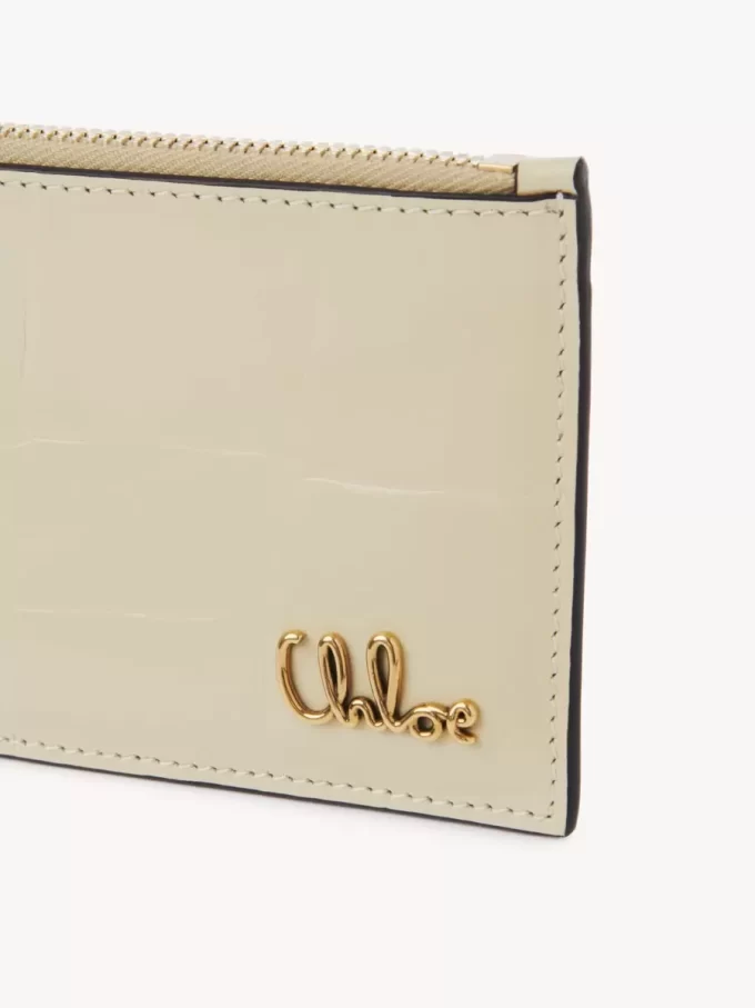 Small Chloé Iconic purse with card slots in croco-effect leather
