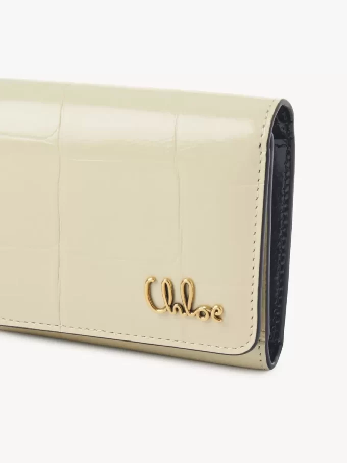 Small Chloé Iconic tri-fold in croco-effect leather
