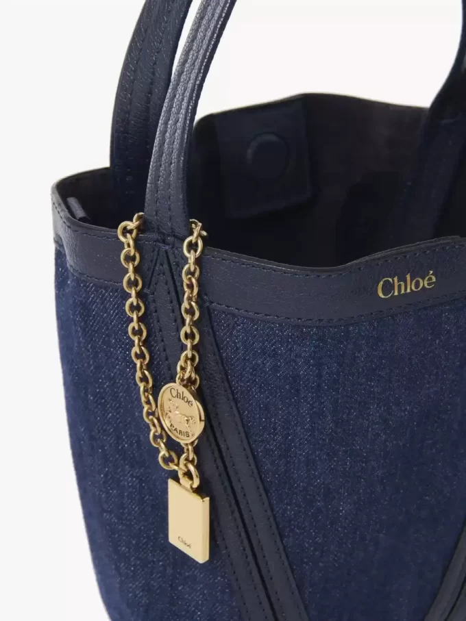 Small Chloé Spin tote bag in denim