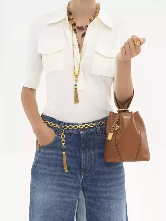 Small Chloé Spin tote bag in grained leather