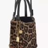 Small Chloé Spin tote bag in leopard-print shearling