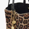 Small Chloé Spin tote bag in leopard-print shearling