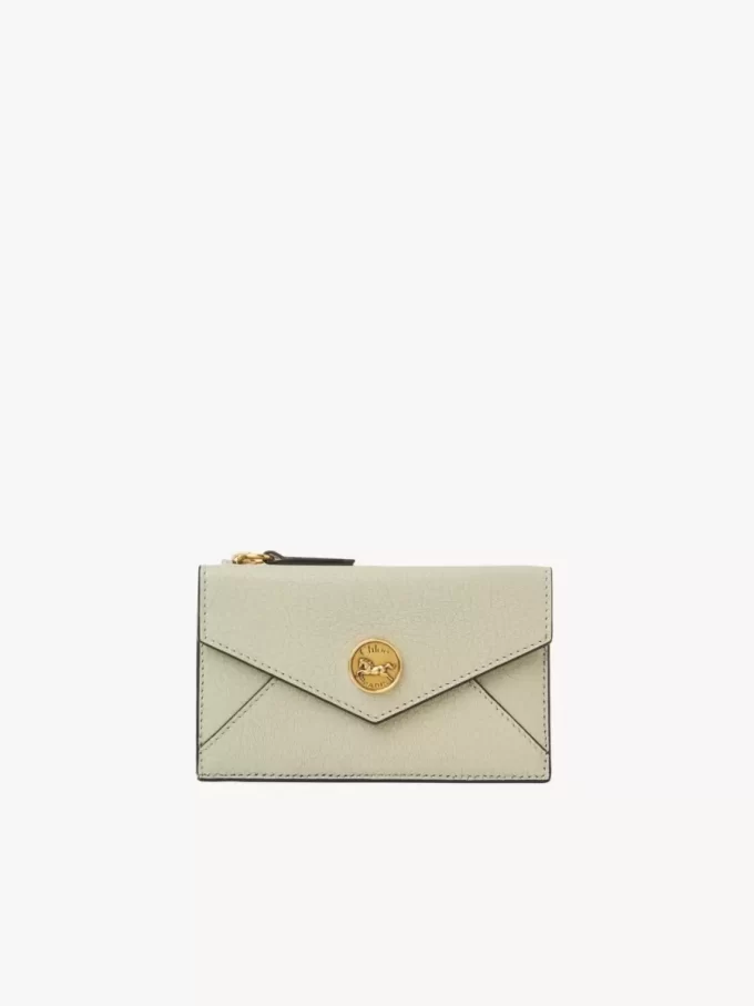 Small Envelope purse with card slots in grained leather