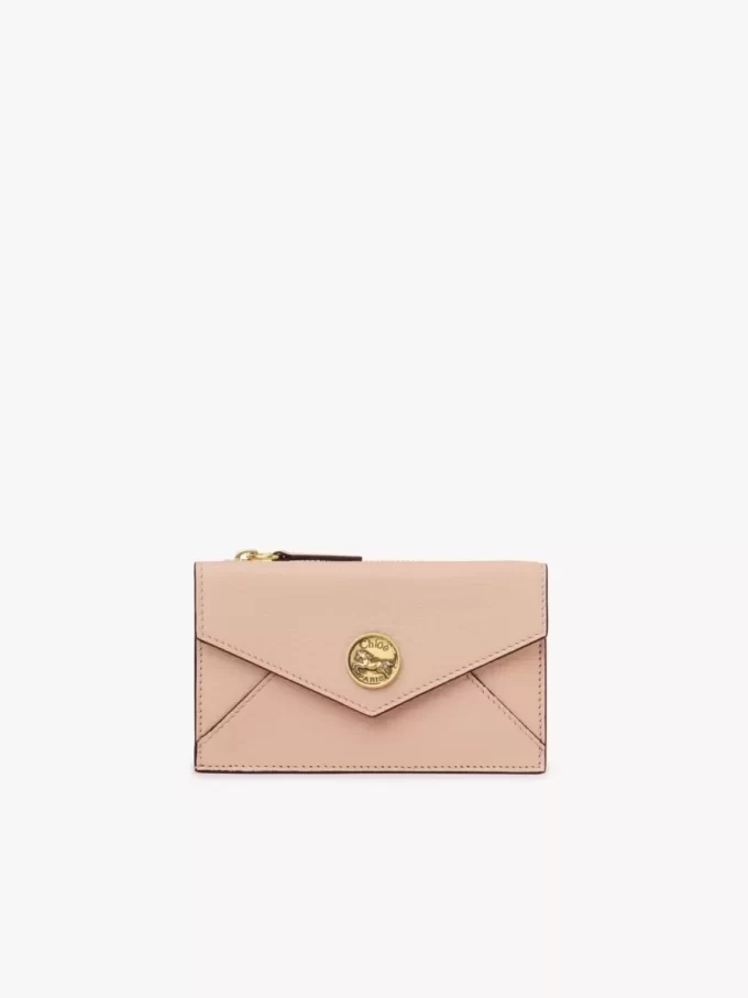 Small Envelope purse with card slots in grained leather