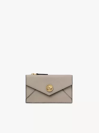 Small Envelope purse with card slots in grained leather