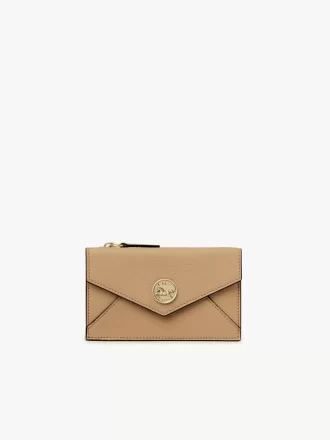 Small Envelope purse with card slots in grained leather