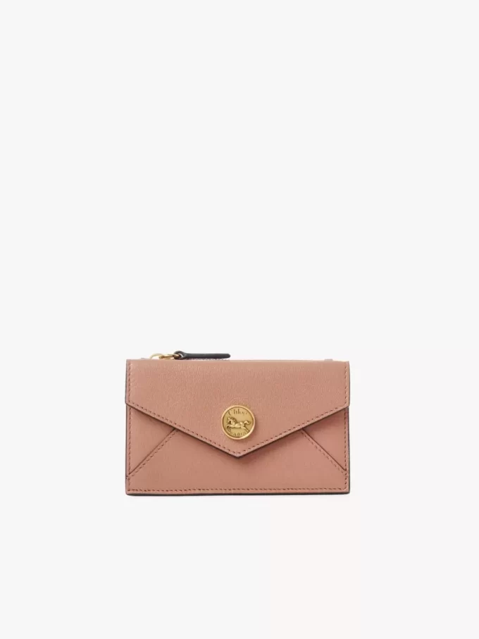 Small Envelope purse with card slots in grained leather