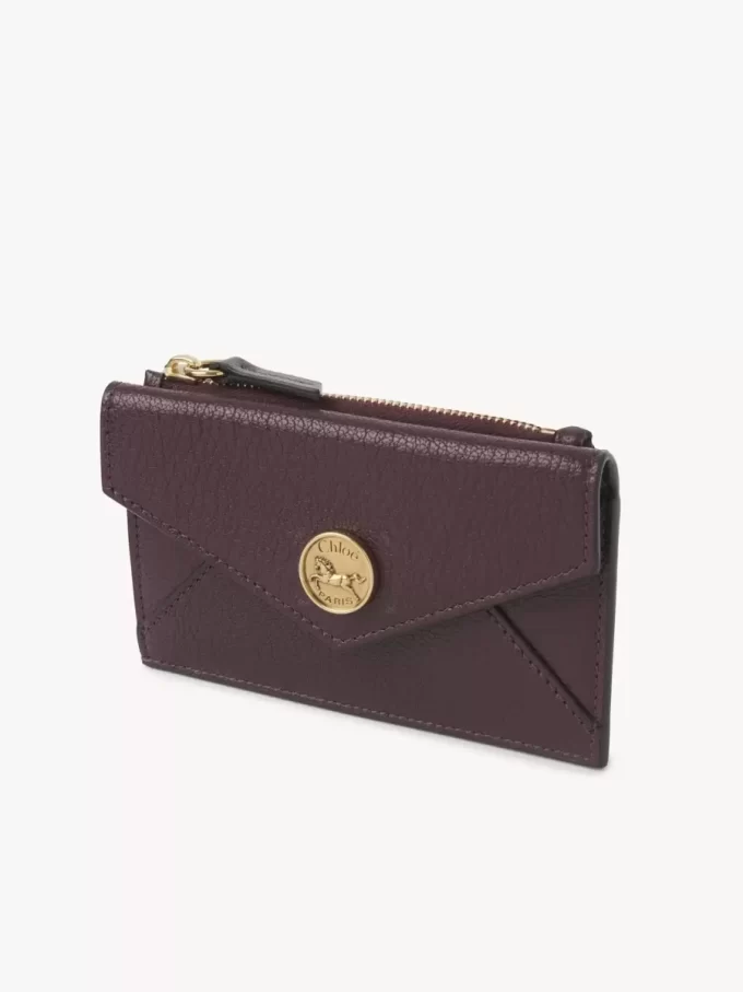 Small Envelope purse with card slots in grained leather