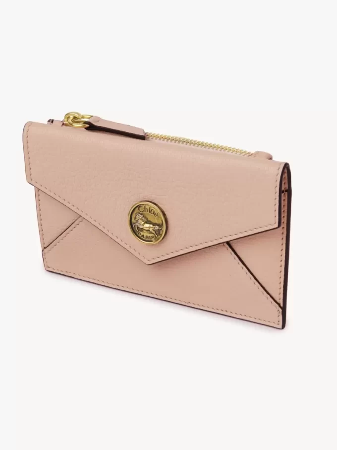 Small Envelope purse with card slots in grained leather