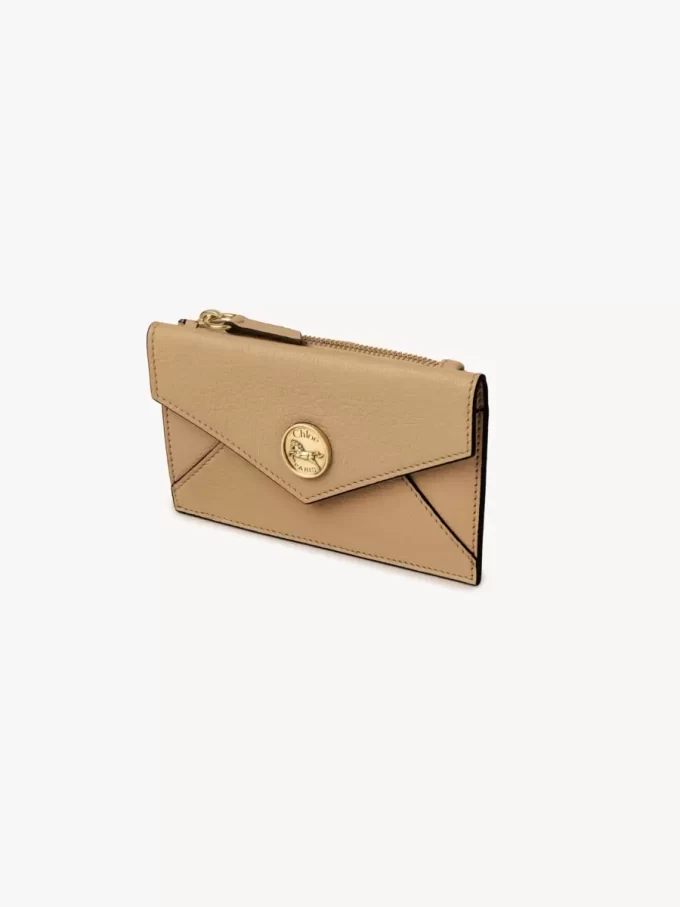 Small Envelope purse with card slots in grained leather