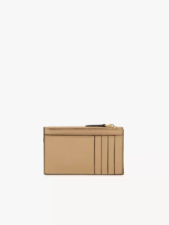 Small Envelope purse with card slots in grained leather