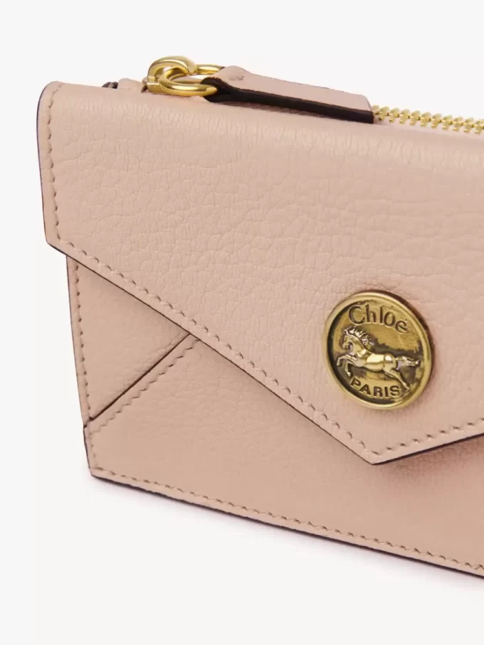 Small Envelope purse with card slots in grained leather