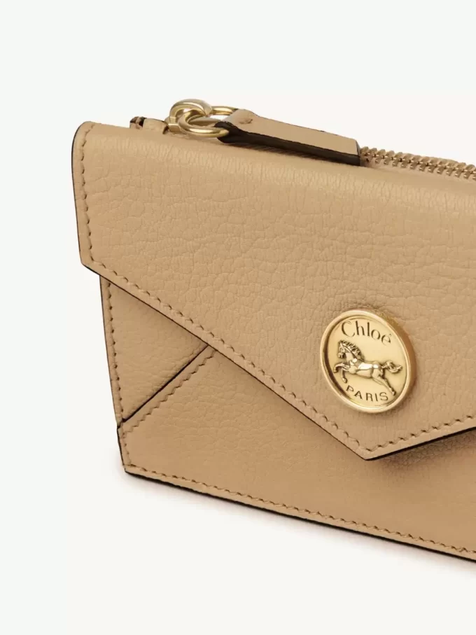 Small Envelope purse with card slots in grained leather