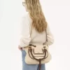 Small Marcie bag in raffia-effect fibers