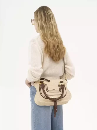 Small Marcie bag in raffia-effect fibers