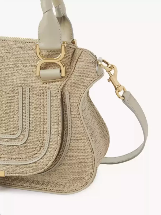 Small Marcie bag in raffia-effect fibers