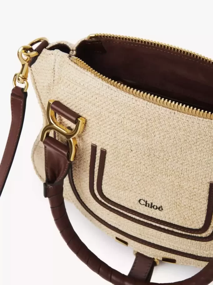 Small Marcie bag in raffia-effect fibers