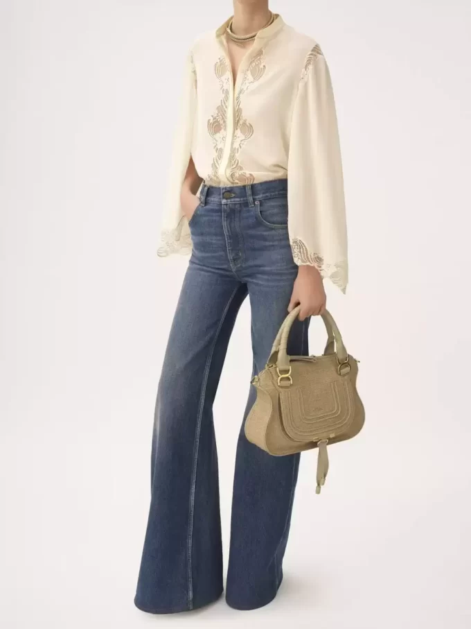 Small Marcie bag in raffia-effect fibers