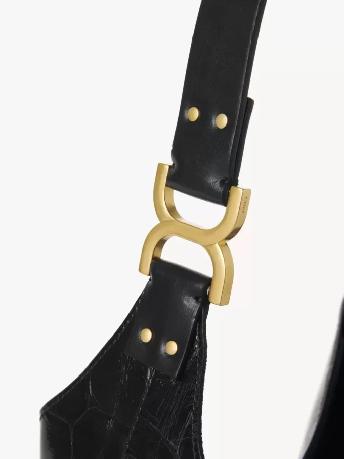 Small Marcie hobo bag in croco-effect leather