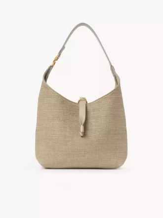 Small Marcie hobo bag in raffia-effect fibers