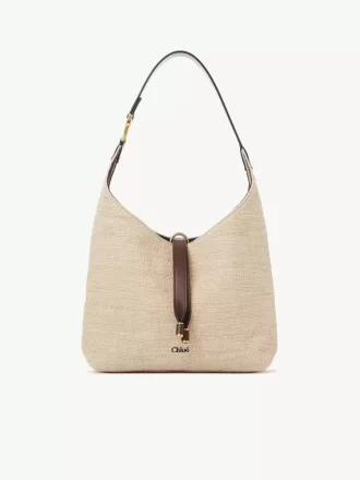Small Marcie hobo bag in raffia-effect fibers