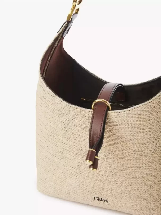 Small Marcie hobo bag in raffia-effect fibers