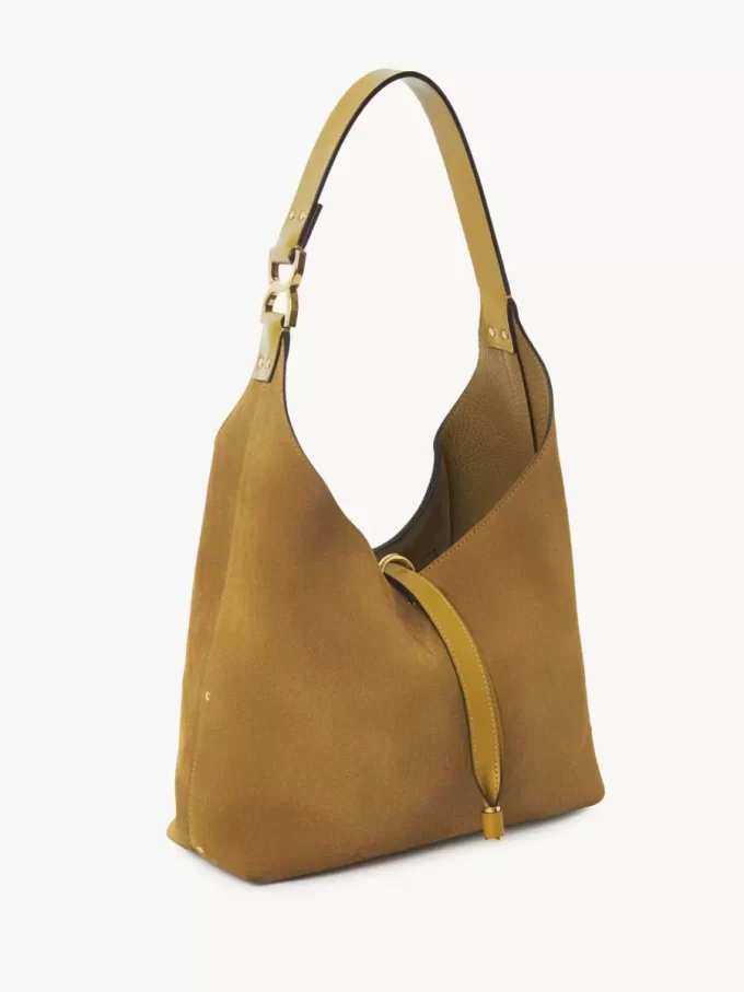 Small Marcie hobo bag in suede leather
