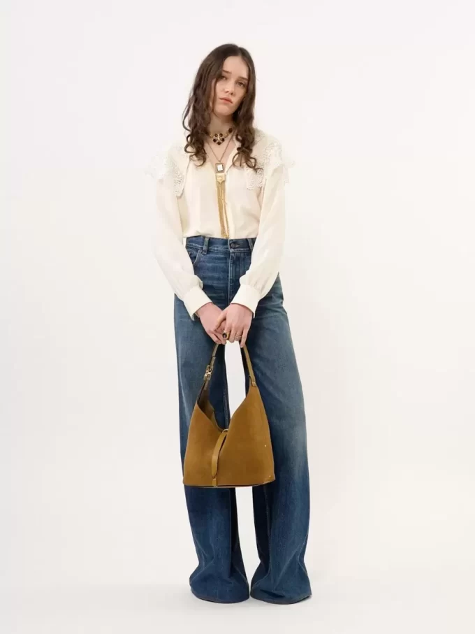 Small Marcie hobo bag in suede leather