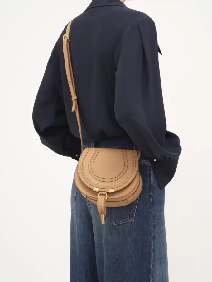 Small Marcie saddle bag in grained leather