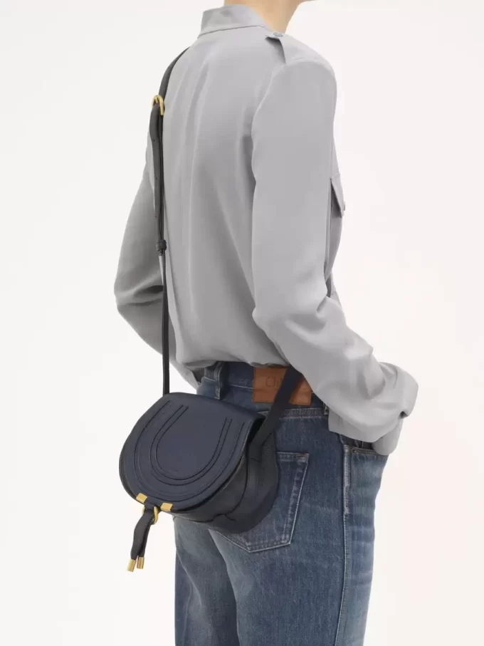Small Marcie saddle bag in grained leather
