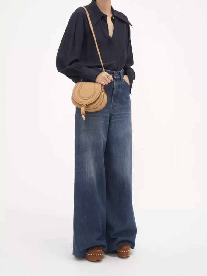 Small Marcie saddle bag in grained leather