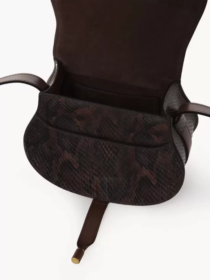 Small Marcie saddle bag in python-effect leather
