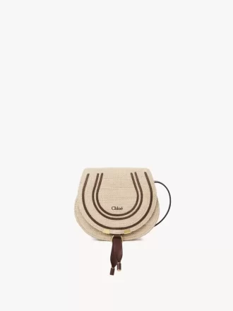 Small Marcie saddle bag in raffia-effect fibers