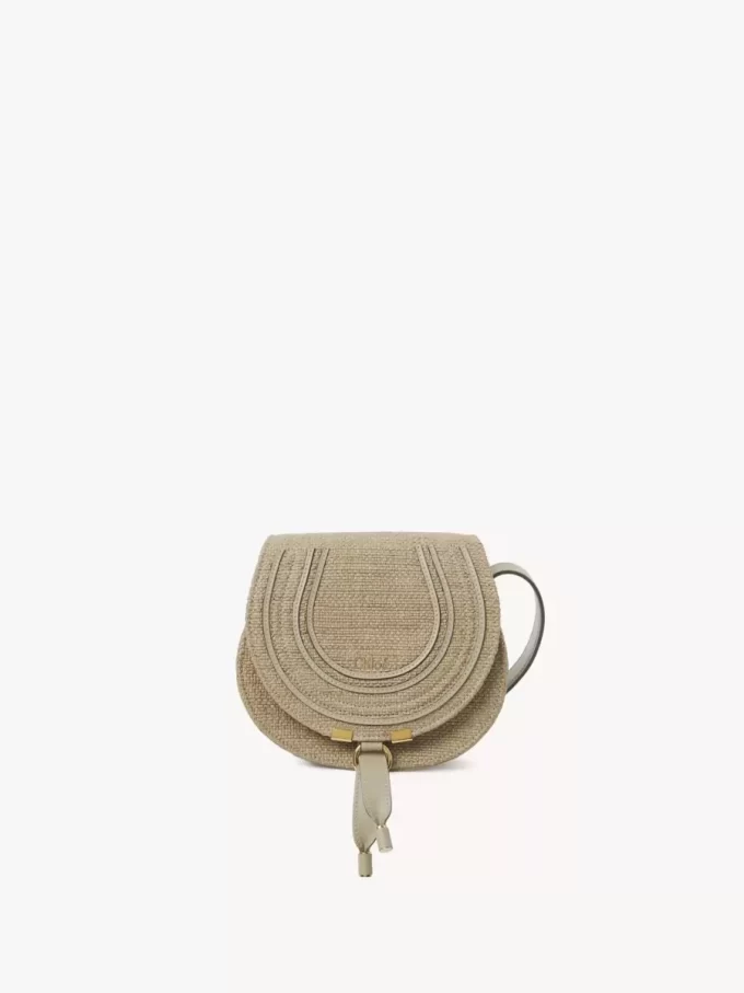 Small Marcie saddle bag in raffia-effect fibers