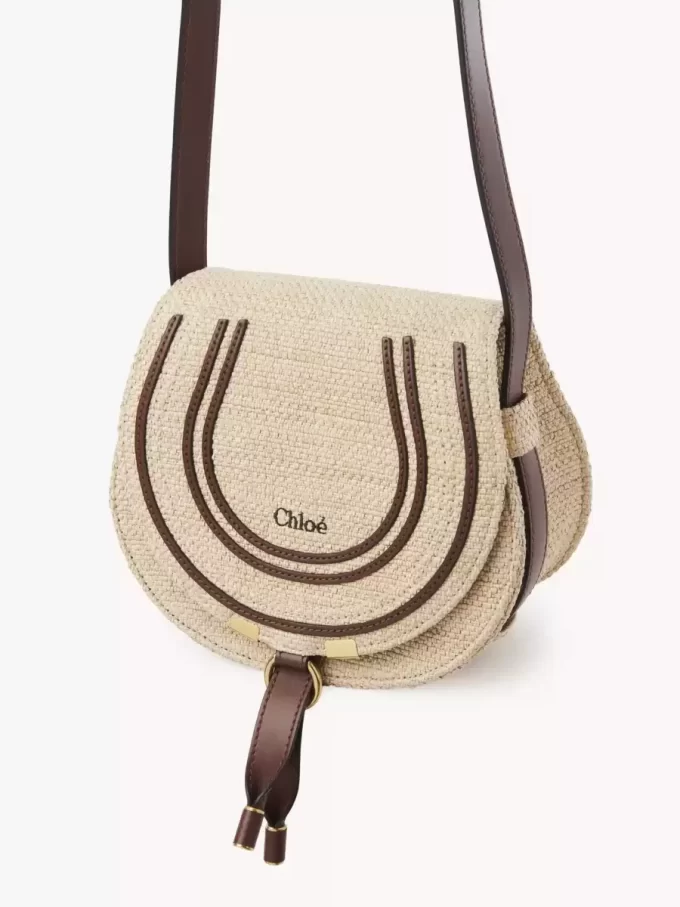 Small Marcie saddle bag in raffia-effect fibers
