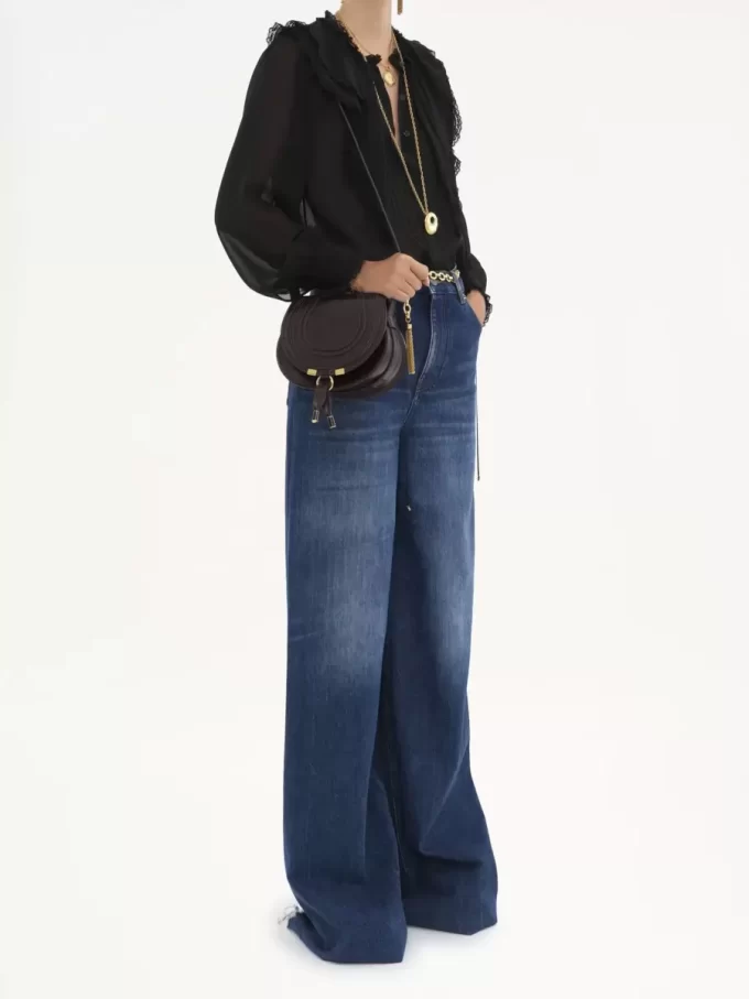 Small Marcie saddle bag in shiny leather