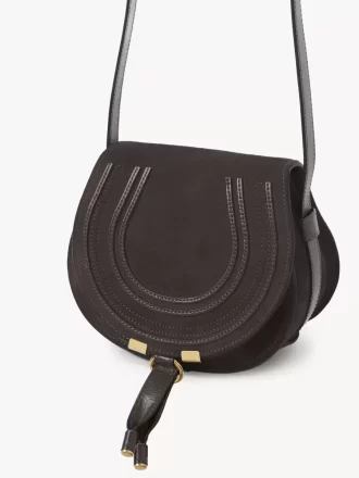 Small Marcie saddle bag in suede leather