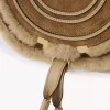 Small Marcie saddle bag in suede leather & shearling