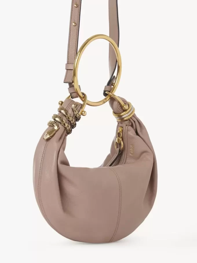 Small Snake Bracelet Hobo bag in grained leather