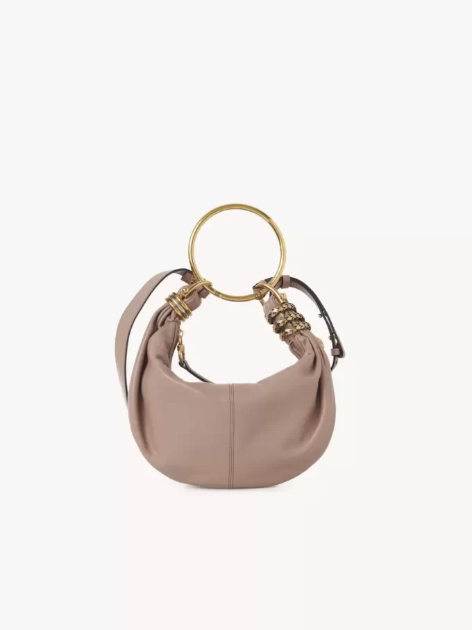 Small Snake Bracelet Hobo bag in grained leather