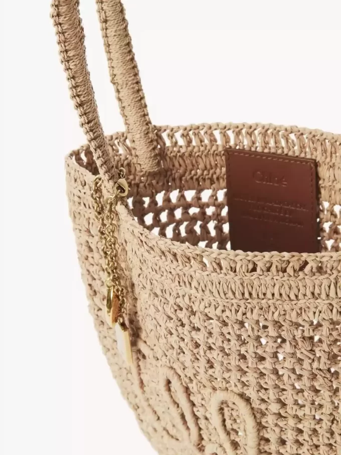 Small Summer Banana tote bag in raffia