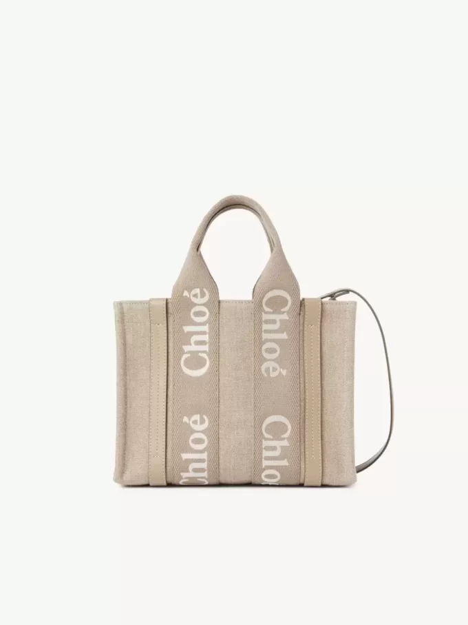 Small Woody tote bag in linen