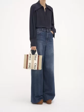 Small Woody tote bag in linen