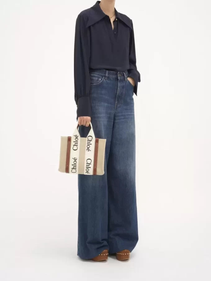 Small Woody tote bag in linen