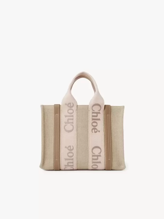Small Woody tote bag in linen